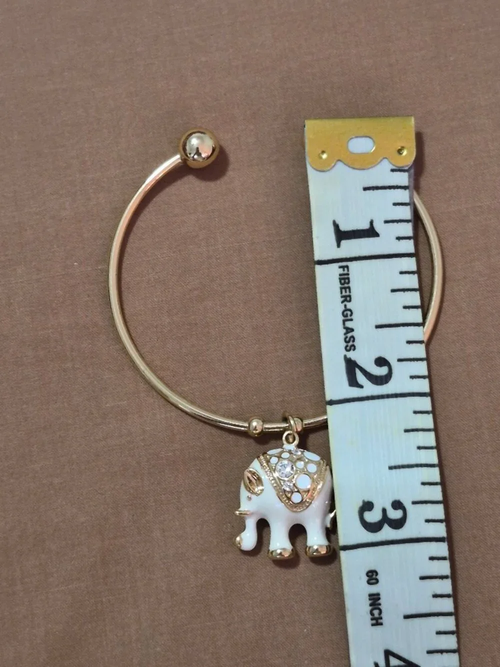 White Enamel 18K Gold Plated Swarovski Crystal Elephant Cuff Bangle Bracelet 6.5